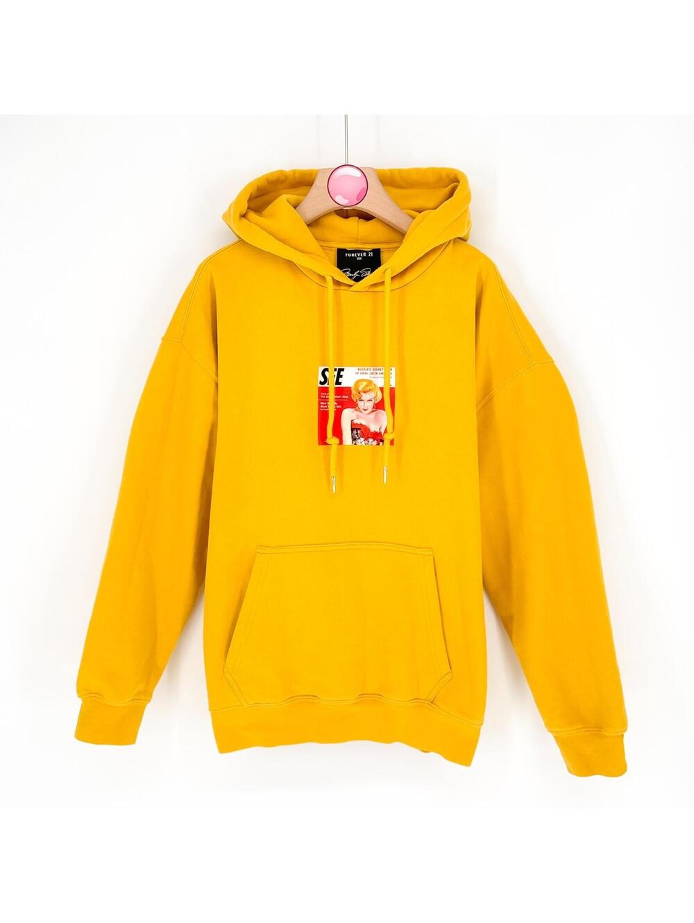 Forever 21 x Marilyn Monroe Graphic Hoodie Yellow Pop Culture Streetwear Men’s S